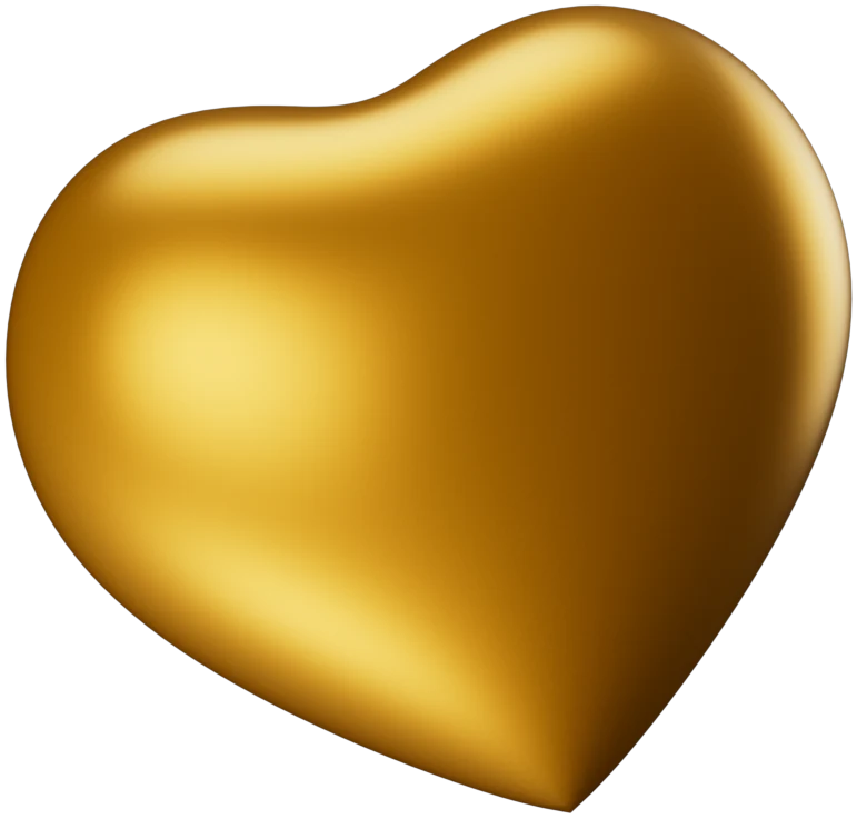 Coração dourado em 3D, ilustração de marca da TopX
